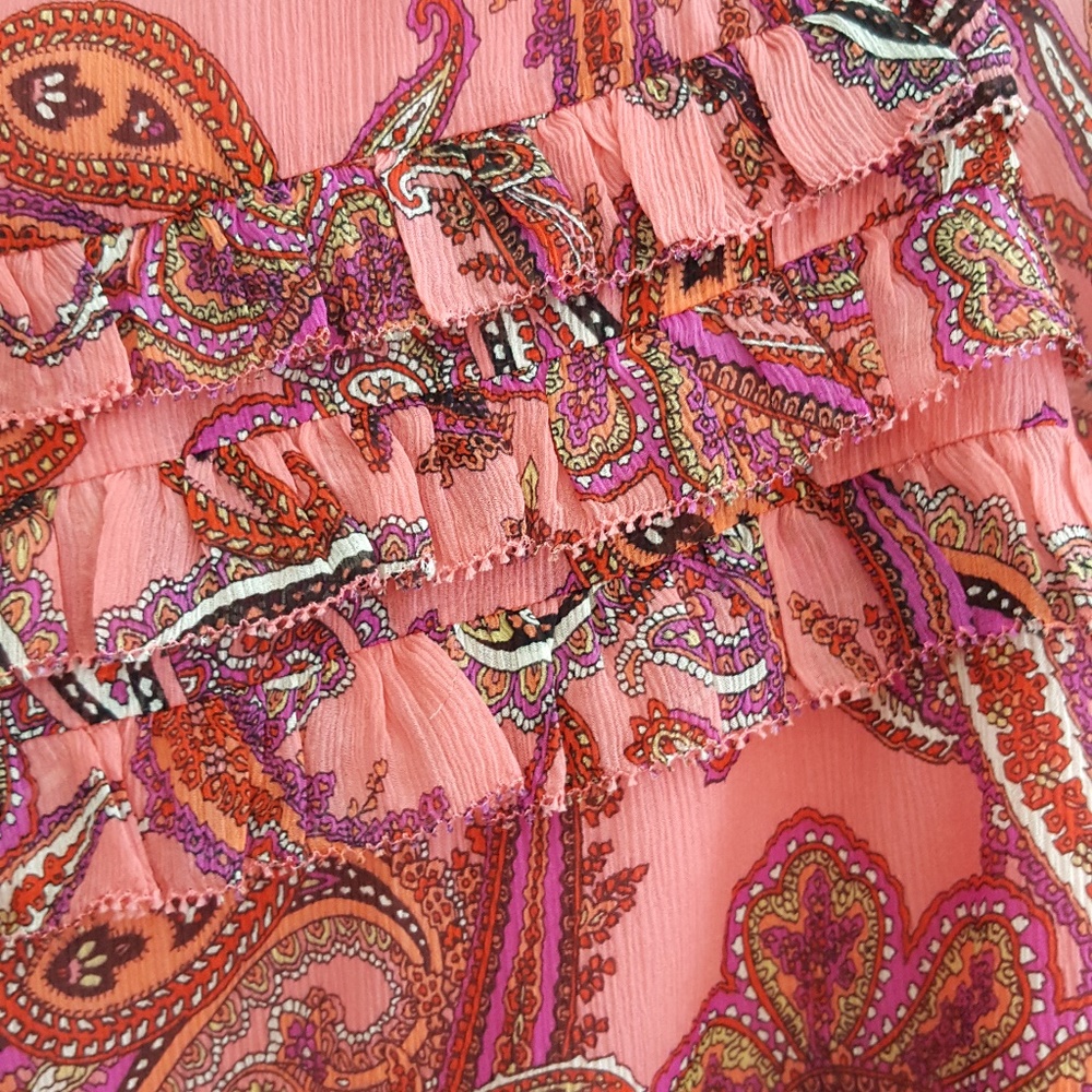 J Crew Ruffle Front Paisley Chiffon Top - Picture 5 of 8